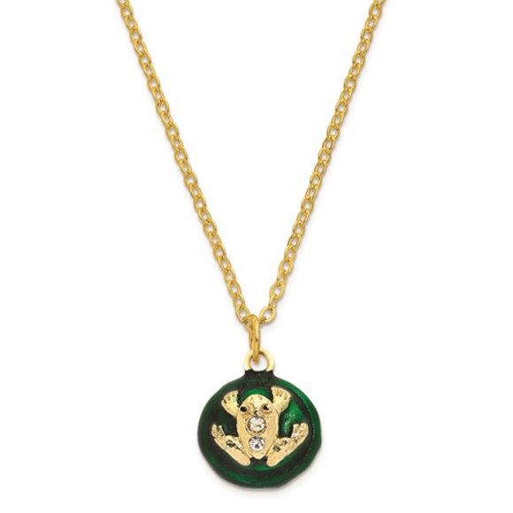 Bejeweled Green Enamel  Frog Trinket Box & pendant - Picture 4 of 5